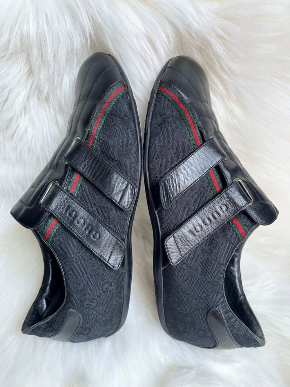 GUCCI Men's Shoes Sz 9.5 G Black Monogram GG Monogram Sneakers Designer Italy - Picture 7 of 17